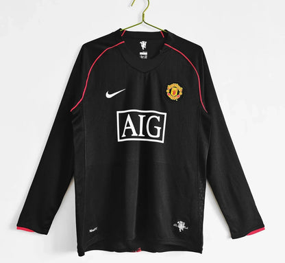 Camiseta Manchester United 2007/08 Visitante Manga Larga
