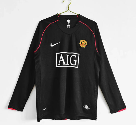 Camiseta Manchester United 2007/08 Visitante Manga Larga