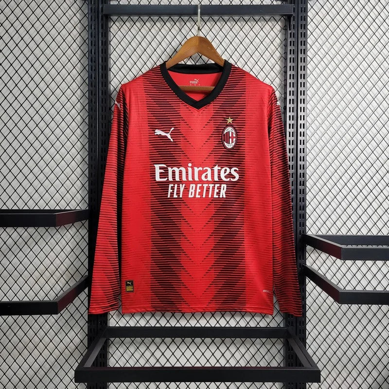 Camiseta Ac Milan 2023/24 Local Manga Larga